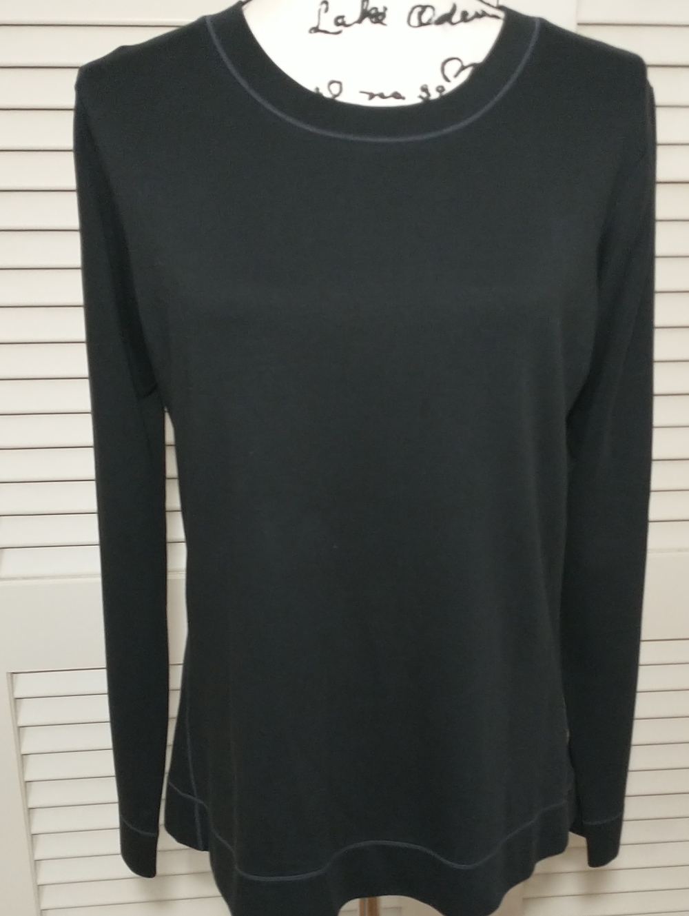 PATAGONIA Top Long Sleeve Organic Cotton Scoop Neck Tencel Shirt, Size L, Black
